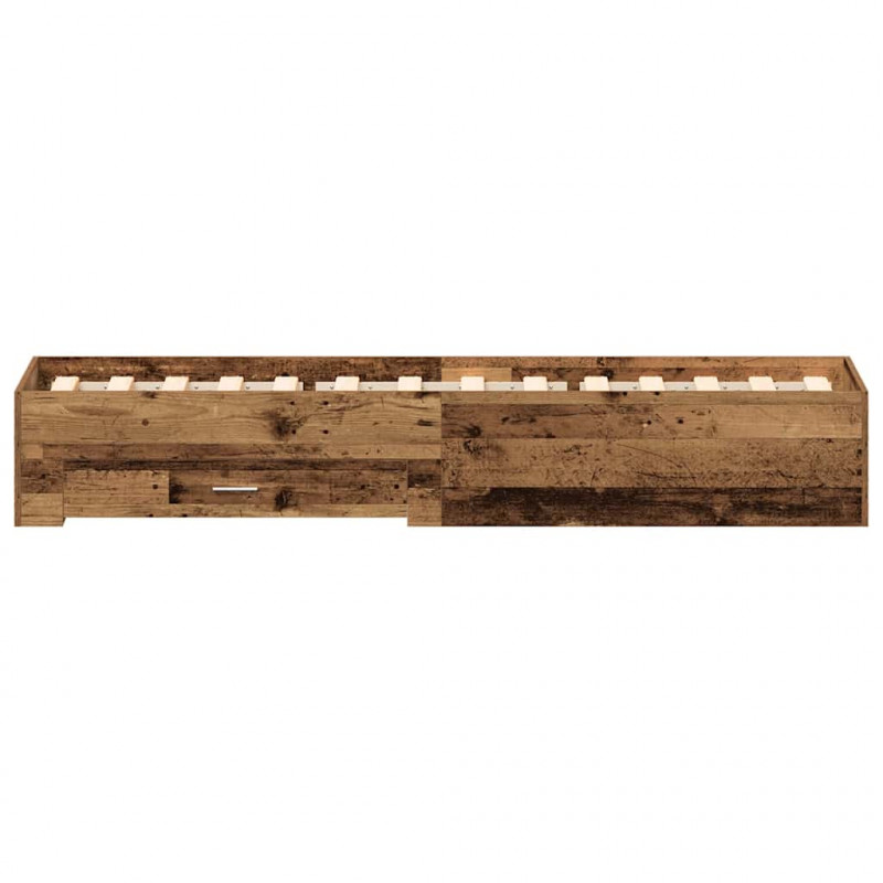 Ramka łóżka Stare drewno 100 x 200 cm Materiał drewnopochodny