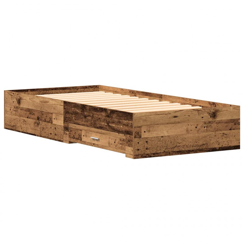 Ramka łóżka Stare drewno 100 x 200 cm Materiał drewnopochodny