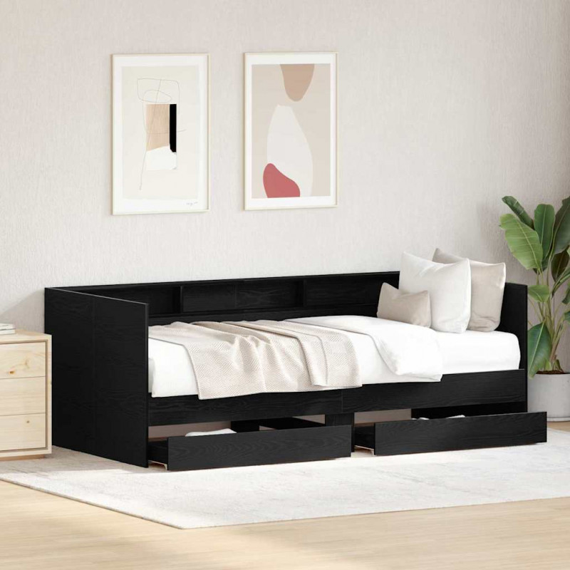 Łóżko dzienne Czarny Dąb 100 x 200 cm Materiał drewnopochodny