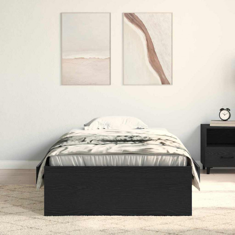 Ramka łóżka Czarny Dąb 90 x 190 cm Materiał drewnopochodny