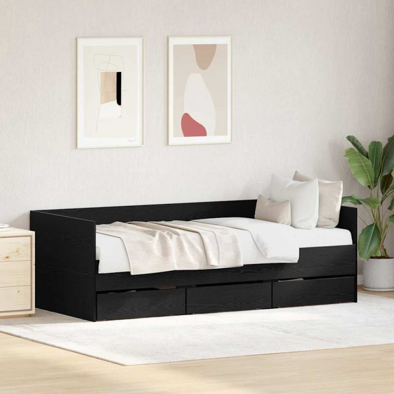 Łóżko dzienne Czarny Dąb 90 x 190 cm Materiał drewnopochodny