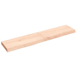 Półka, 140x30x(2-6) cm, surowe lite drewno dębowe