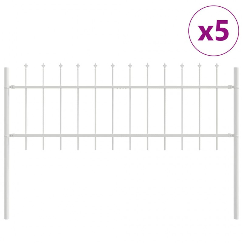 Ogrodzenie Ogrodowe 5 pcs Biały 8,5 x 0,6 m