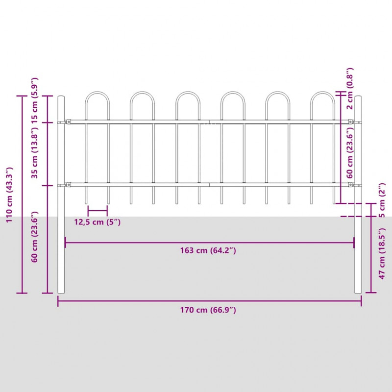 Ogrodzenie Ogrodowe 5 pcs Biały 8,5 x 0,6 m