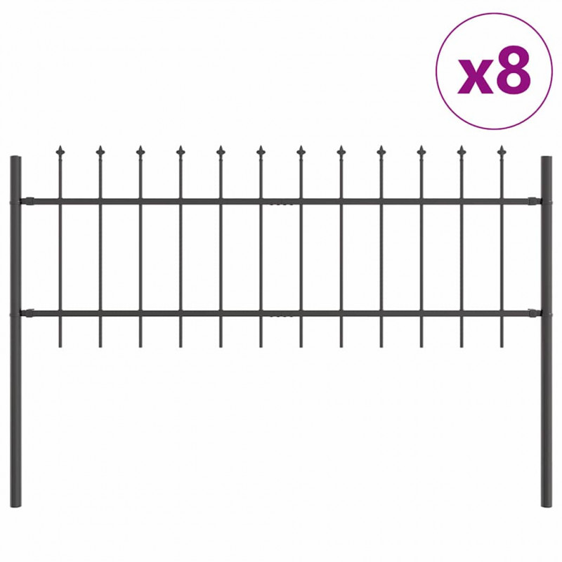 Ogrodzenie Ogrodowe 8 pcs Szary 13,6 x 0,6 m