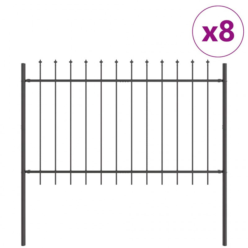 Ogrodzenie Ogrodowe 8 pcs Szary 13,6 x 0,8 m