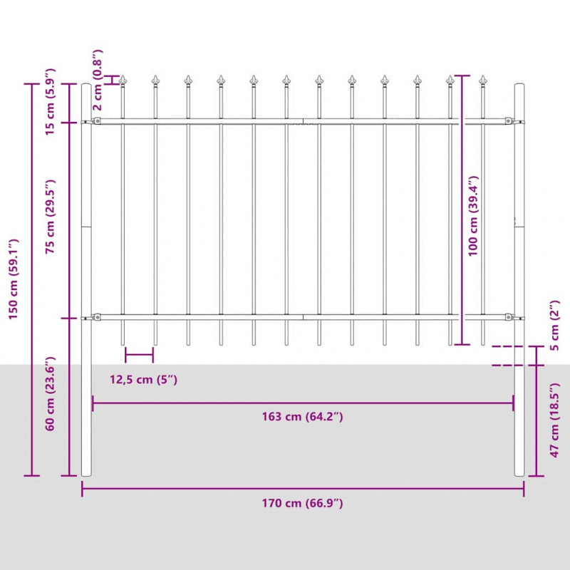 Ogrodzenie Ogrodowe 9 pcs Biały 15,3 x 1 m