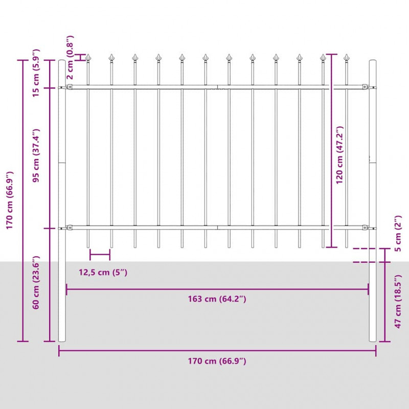 Ogrodzenie Ogrodowe 9 pcs Biały 15,3 x 1,2 m