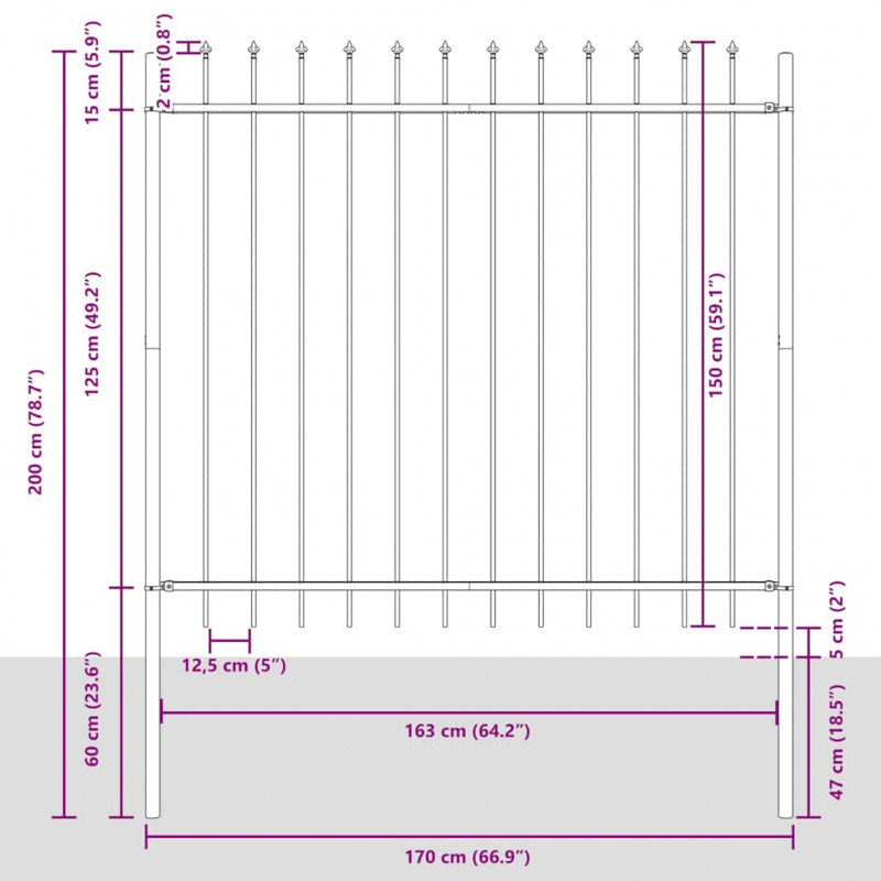 Ogrodzenie Ogrodowe 9 pcs Biały 15,3 x 1,5 m