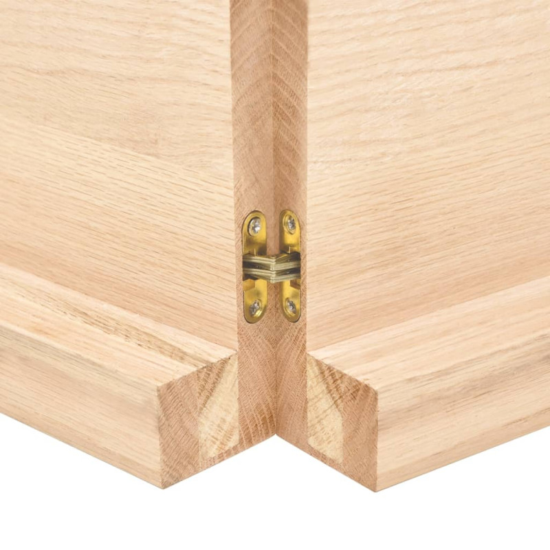 Półka, 200x60x(2-6) cm, surowe lite drewno dębowe