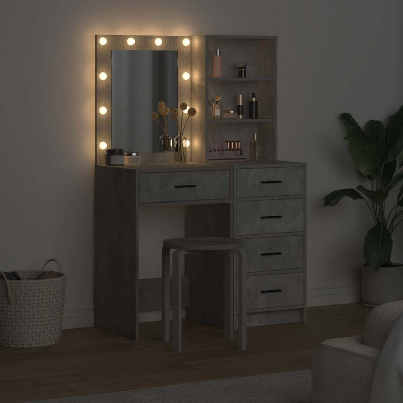 Toaletka 2 pcs Szary 50 x 41 x 135 cm Materiał drewnopochodny