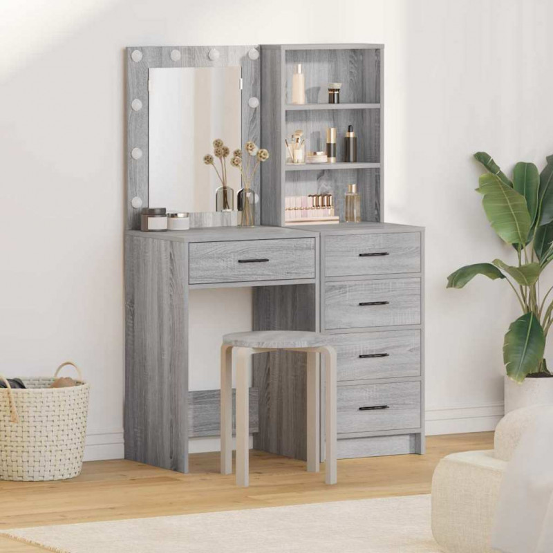 Toaletka 2 pcs Szary 50 x 41 x 135 cm Materiał drewnopochodny