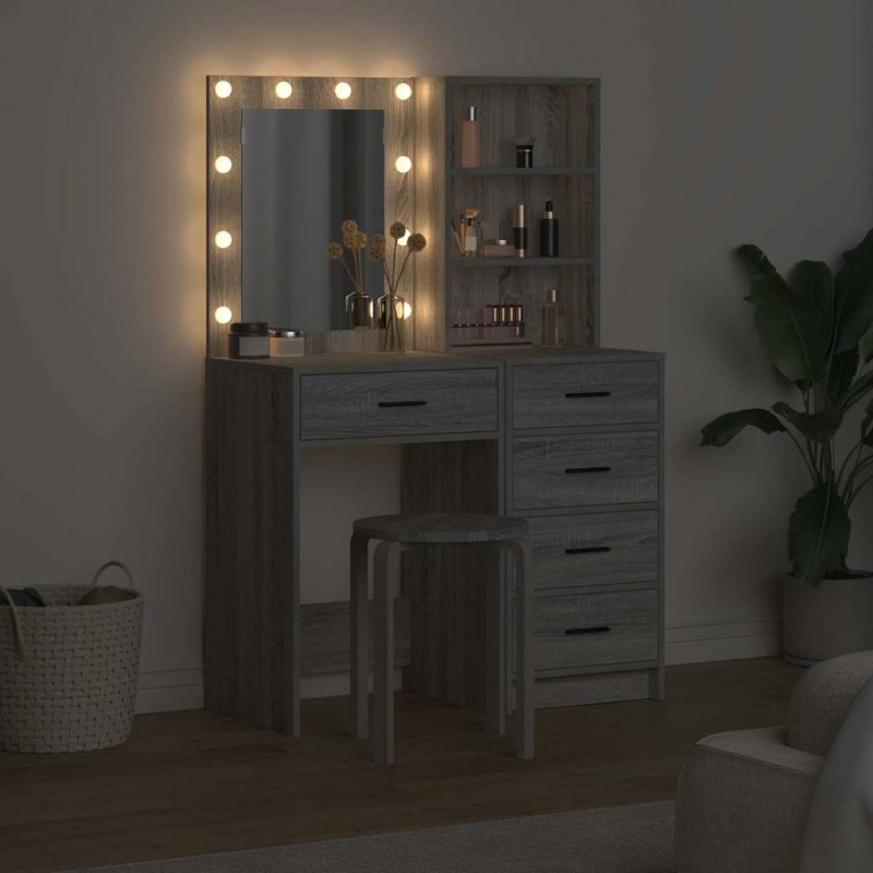 Toaletka 2 pcs Szary 50 x 41 x 135 cm Materiał drewnopochodny