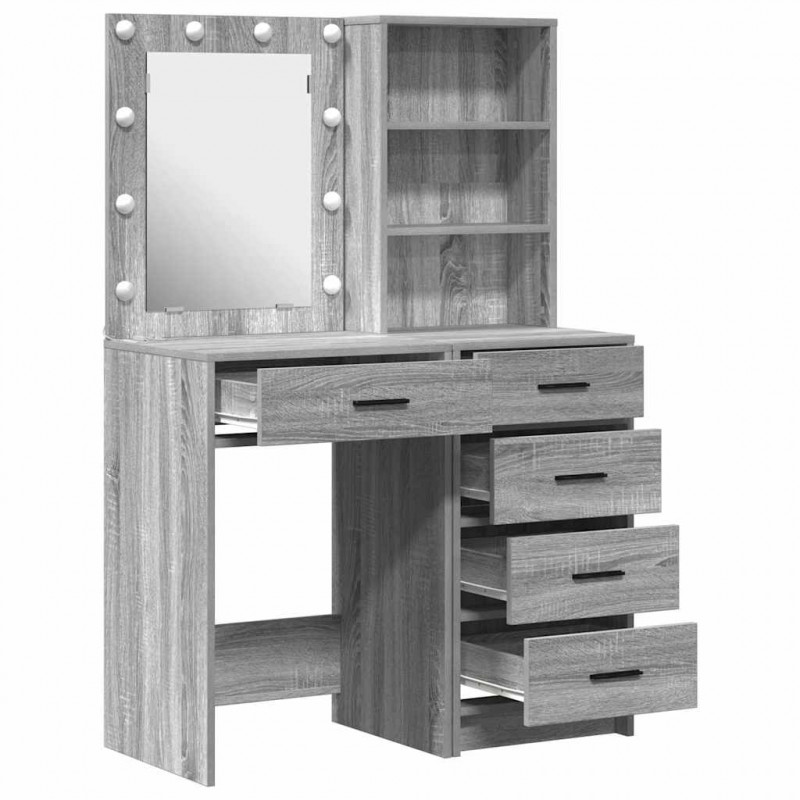 Toaletka 2 pcs Szary 50 x 41 x 135 cm Materiał drewnopochodny