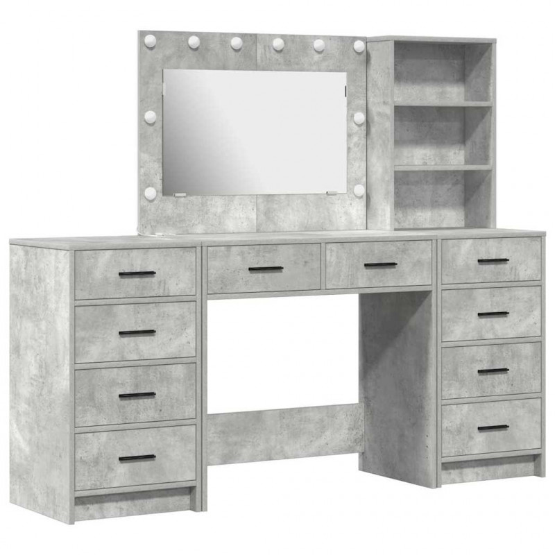 Toaletka z półką 3 pcs Betonowy szary Materiał drewnopochodny