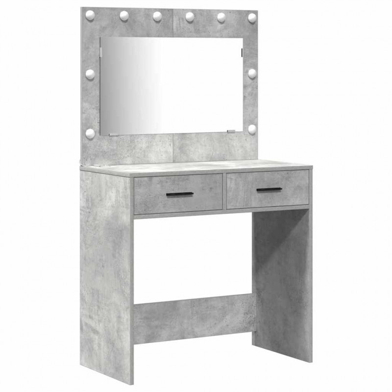 Toaletka z półką 3 pcs Betonowy szary Materiał drewnopochodny
