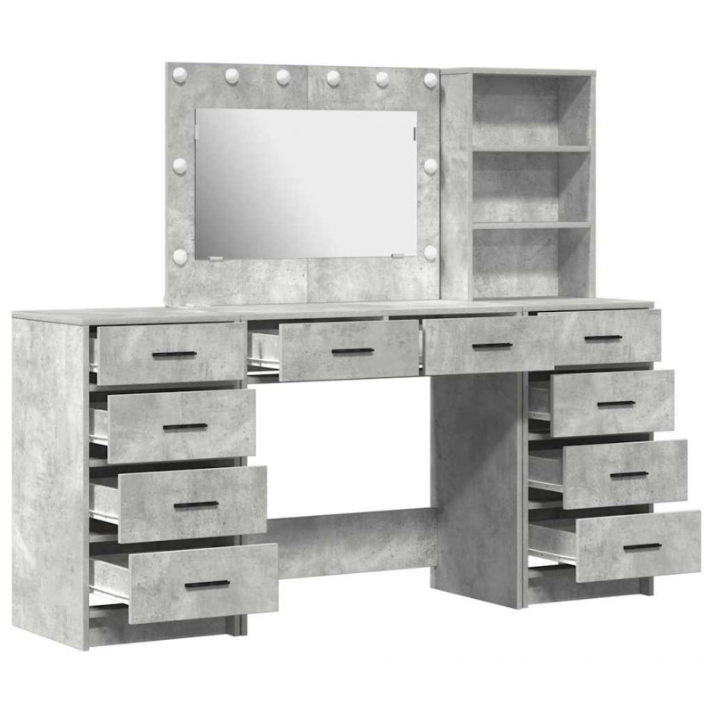 Toaletka z półką 3 pcs Betonowy szary Materiał drewnopochodny