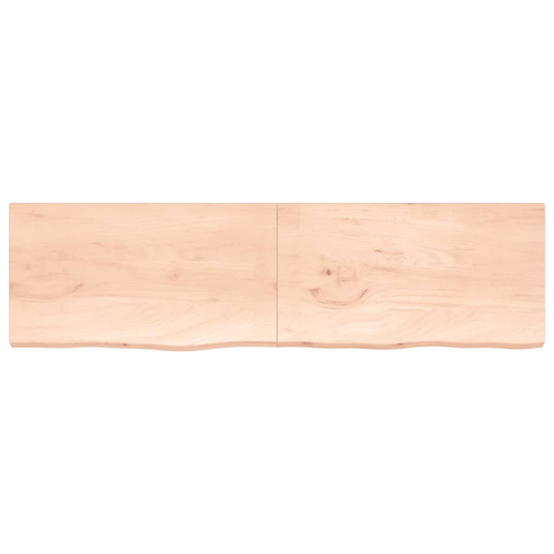 Półka, 220x60x(2-4) cm, surowe lite drewno dębowe