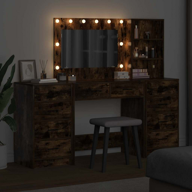 Toaletka z szufladą 3 pcs Dąb wędzony Materiał drewnopochodny