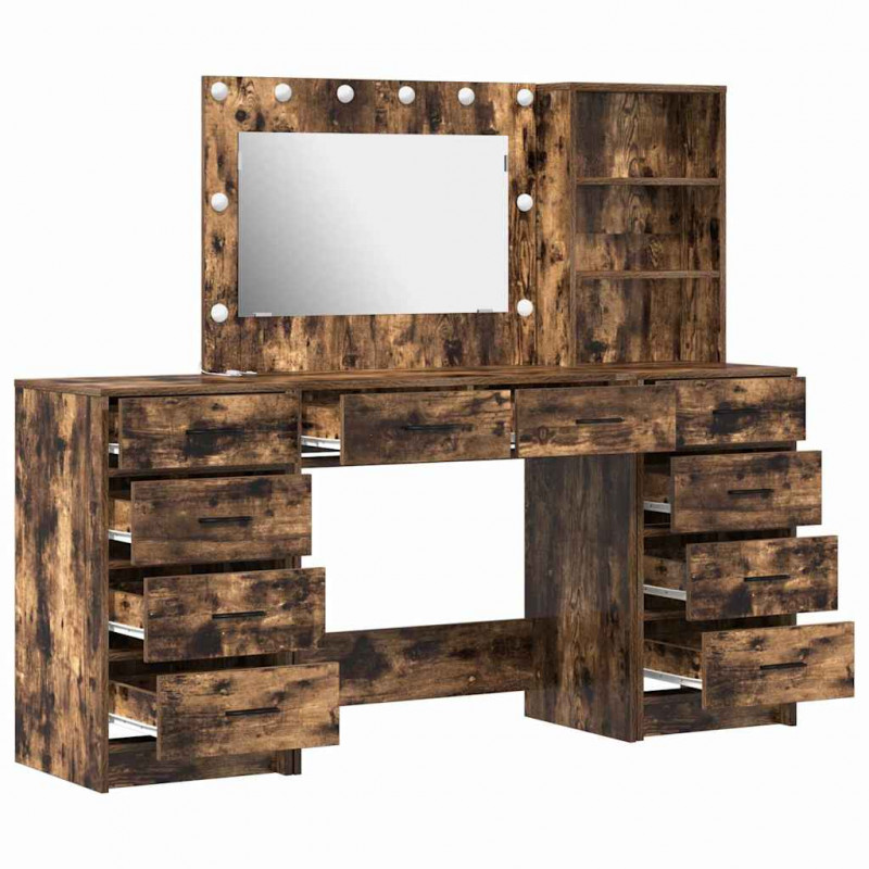 Toaletka z szufladą 3 pcs Dąb wędzony Materiał drewnopochodny