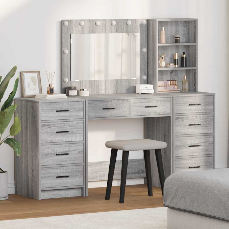 Toaletka z szufladą 3 pcs Szary Sonoma Materiał drewnopochodny