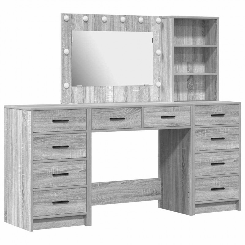 Toaletka z szufladą 3 pcs Szary Sonoma Materiał drewnopochodny