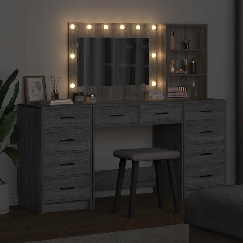 Toaletka z szufladą 3 pcs Szary Sonoma Materiał drewnopochodny