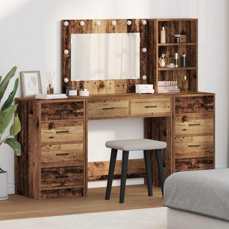Toaletka 3 pcs Brązowy 40 x 41 x 135 cm Materiał drewnopochodny