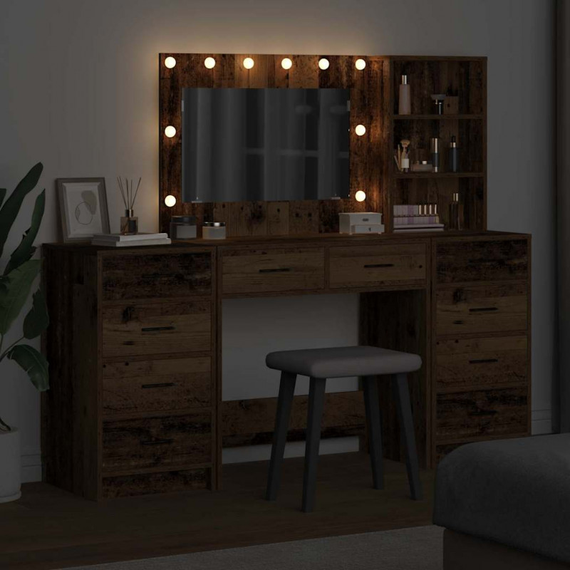 Toaletka 3 pcs Brązowy 40 x 41 x 135 cm Materiał drewnopochodny