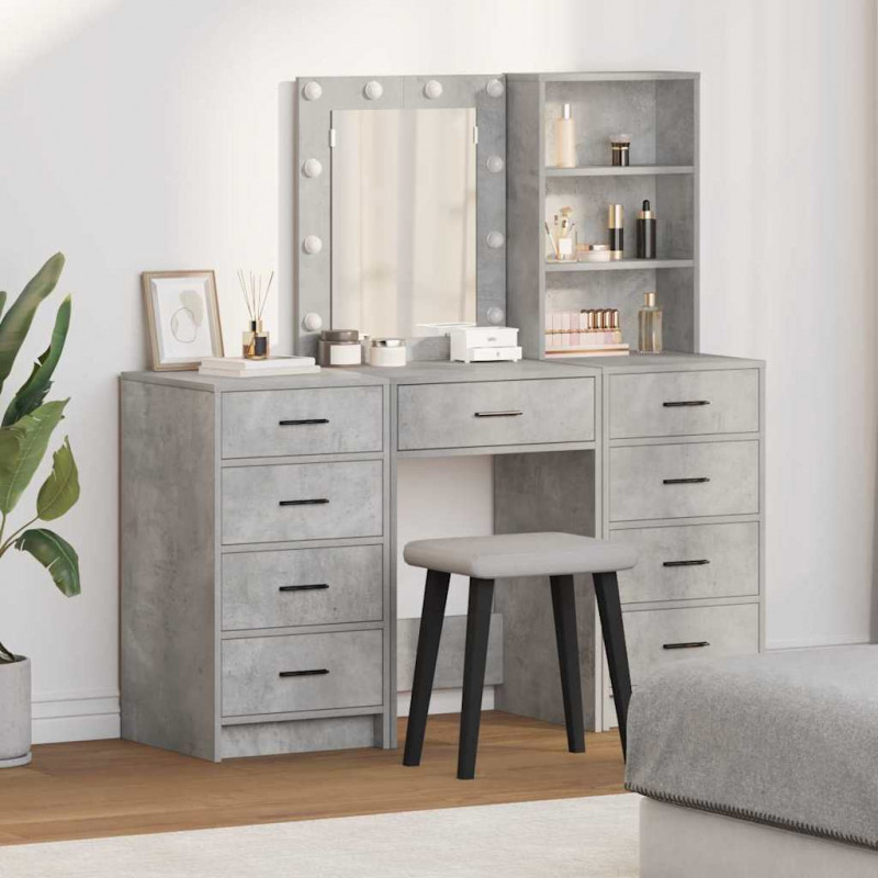 Toaletka 3 pcs Szary 40 x 41 x 135 cm Materiał drewnopochodny
