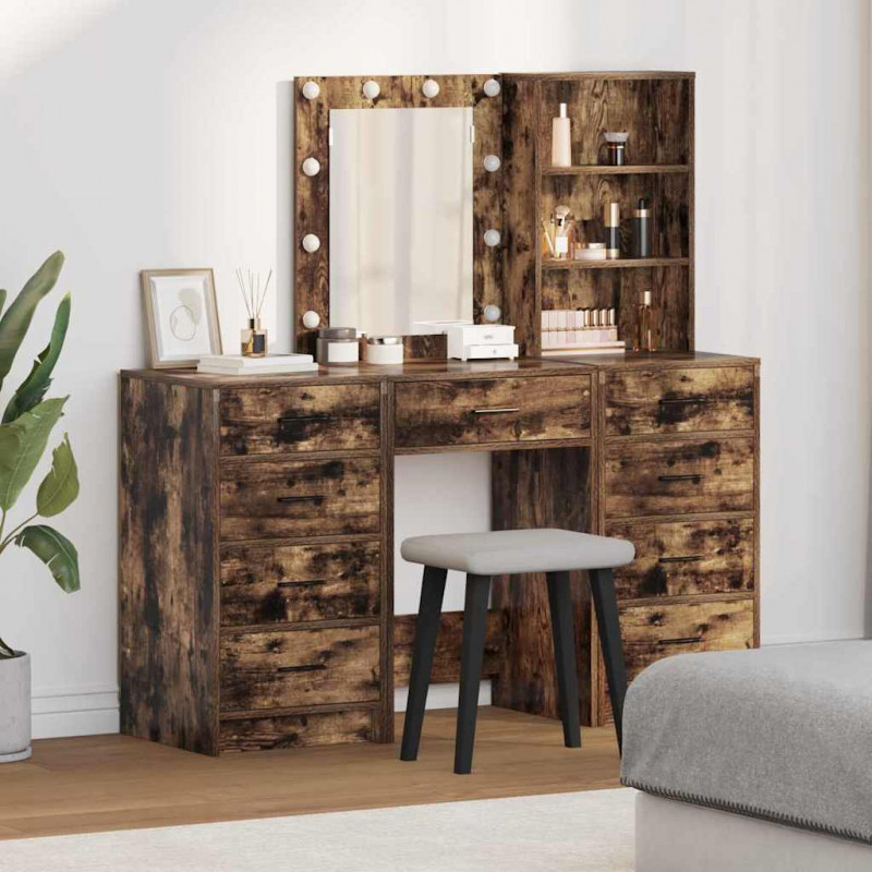 Toaletka 3 pcs Brązowy 40 x 41 x 135 cm Materiał drewnopochodny