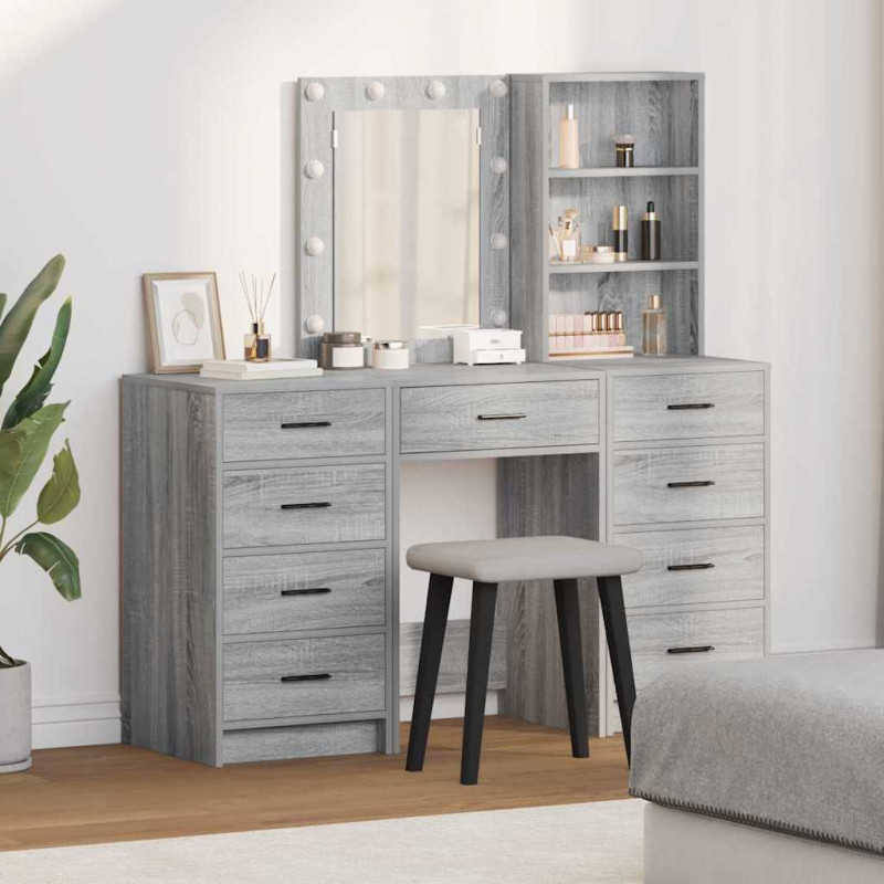 Toaletka 3 pcs Szary 40 x 41 x 135 cm Materiał drewnopochodny