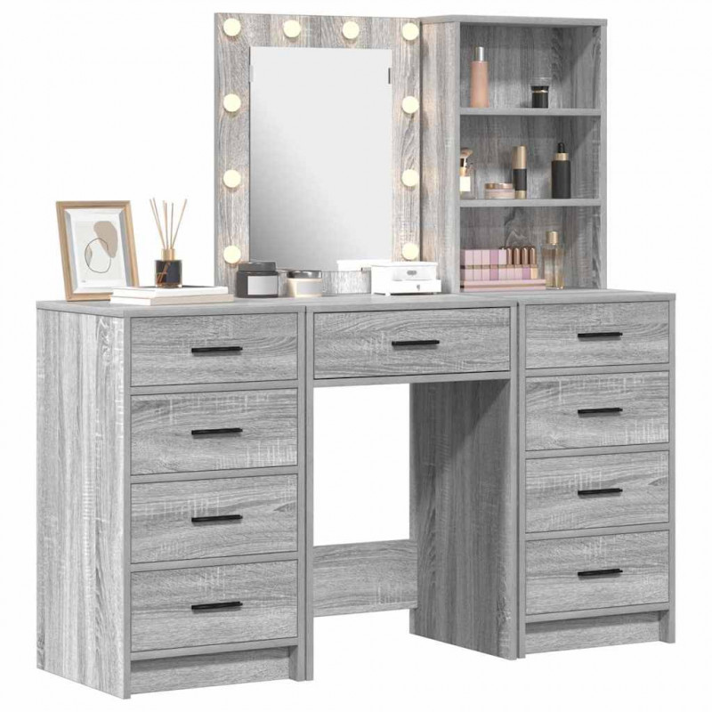 Toaletka 3 pcs Szary 40 x 41 x 135 cm Materiał drewnopochodny