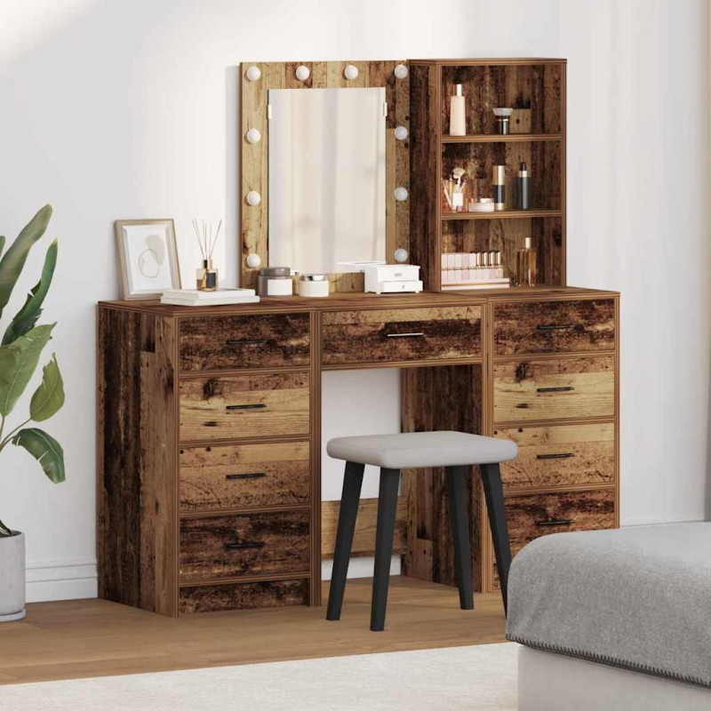 Toaletka 3 pcs Brązowy 40 x 41 x 135 cm Materiał drewnopochodny