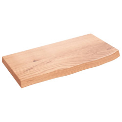 Półka, brązowa, 60x30x(2-4) cm, lakierowane lite drewno dębowe