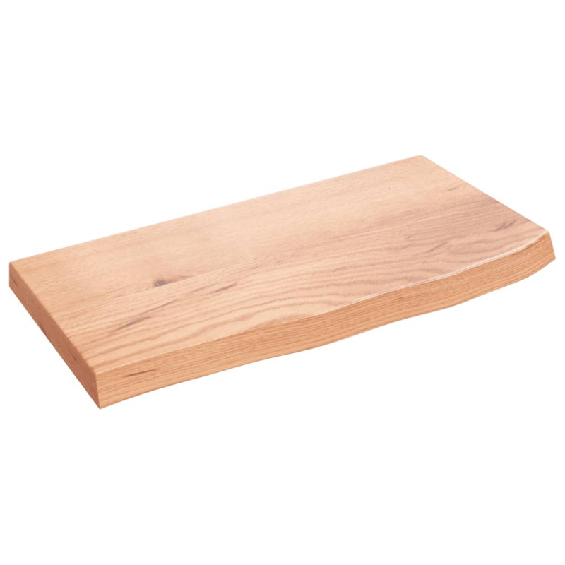 Półka, brązowa, 60x30x(2-4) cm, lakierowane lite drewno dębowe