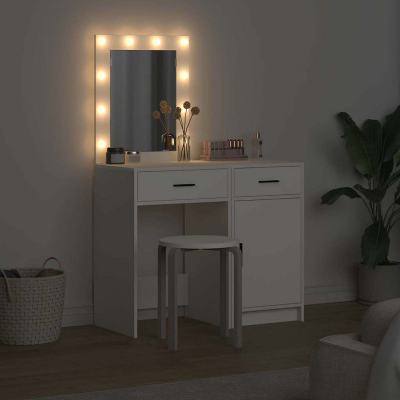 Toaletka 2 pcs Biały 50 x 41 x 135 cm Materiał drewnopochodny