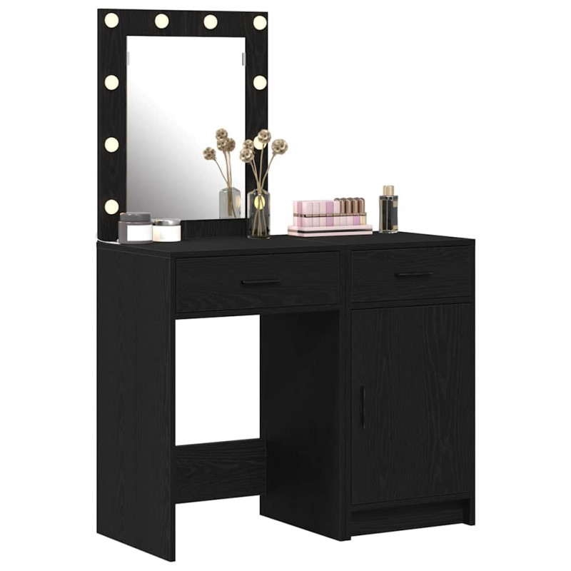 Toaletka 2 pcs Czarny 50 x 41 x 135 cm Materiał drewnopochodny