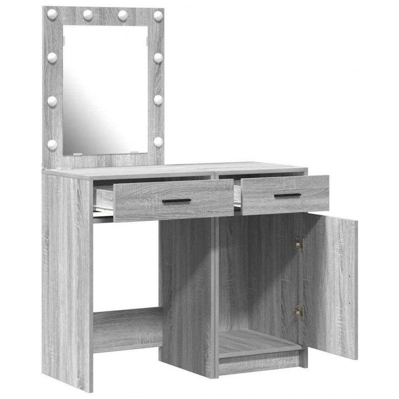 Toaletka 2 pcs Szary 50 x 41 x 135 cm Materiał drewnopochodny