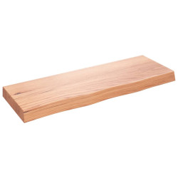 Półka, brązowa, 80x30x(2-6) cm, lakierowane lite drewno dębowe