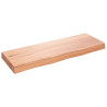 Półka, brązowa, 80x30x(2-6) cm, lakierowane lite drewno dębowe