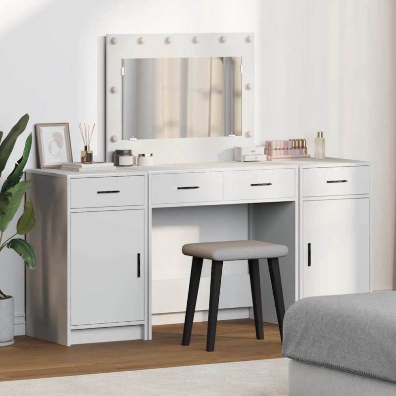 Toaletka z szufladą 3 pcs Biały Materiał drewnopochodny