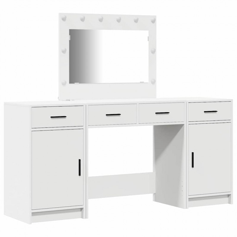 Toaletka z szufladą 3 pcs Biały Materiał drewnopochodny