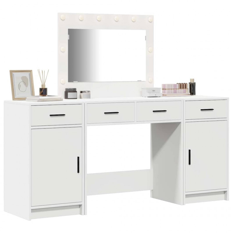Toaletka z szufladą 3 pcs Biały Materiał drewnopochodny