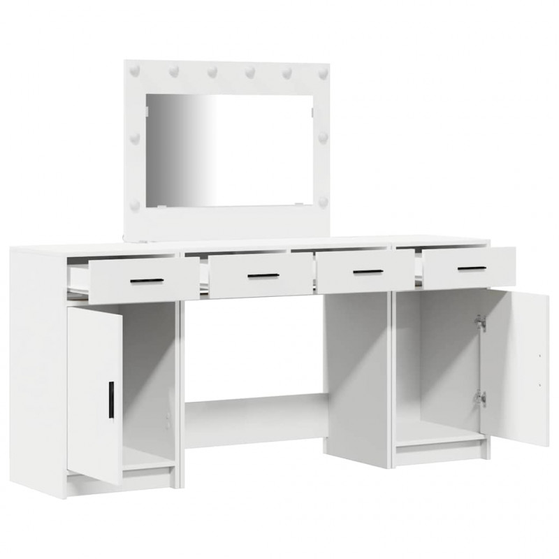 Toaletka z szufladą 3 pcs Biały Materiał drewnopochodny