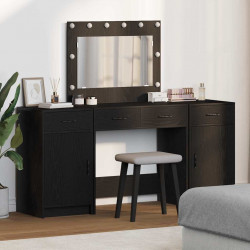 Toaletka z szufladą 3 pcs Czarny Materiał drewnopochodny