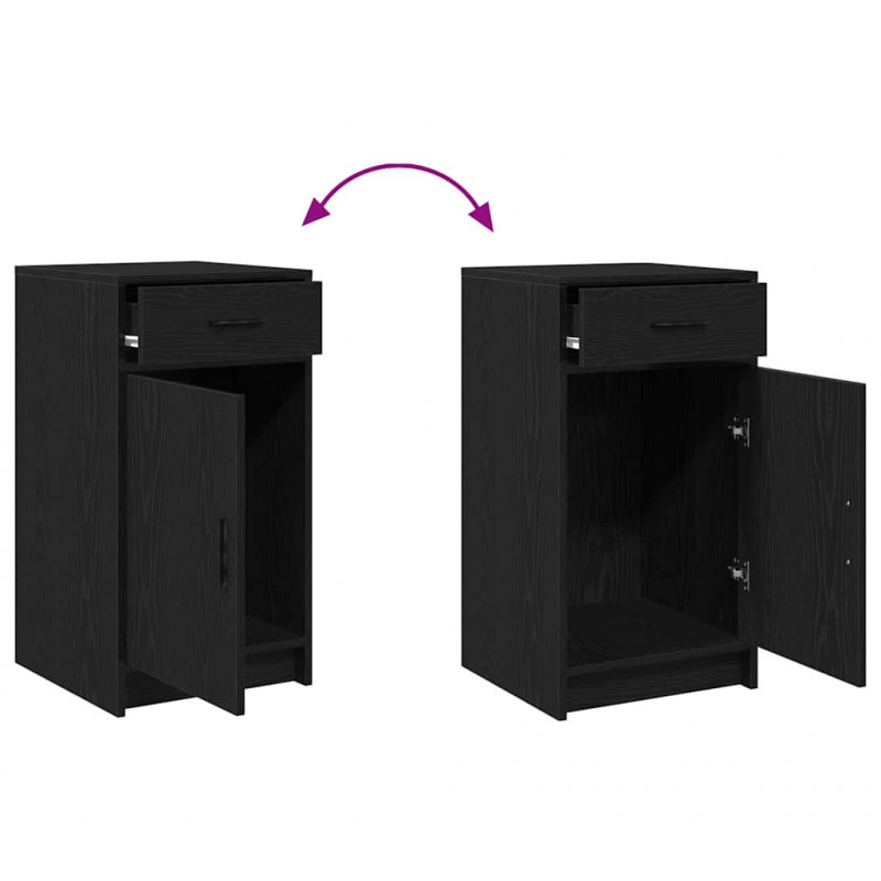 Toaletka z szufladą 3 pcs Czarny Materiał drewnopochodny