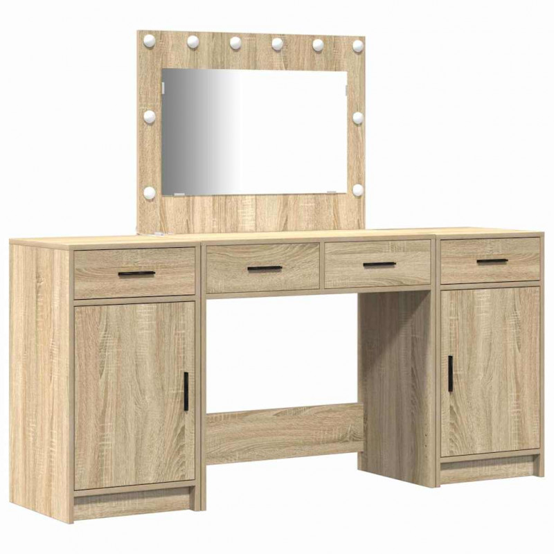 Toaletka z szufladą 3 pcs Brązowy Materiał drewnopochodny