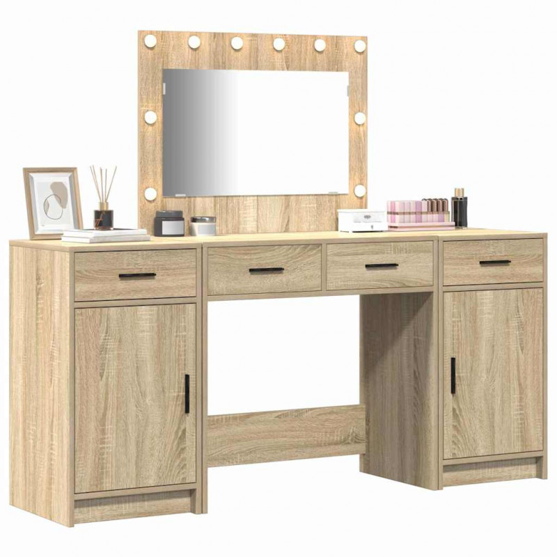 Toaletka z szufladą 3 pcs Brązowy Materiał drewnopochodny