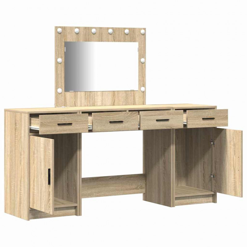 Toaletka z szufladą 3 pcs Brązowy Materiał drewnopochodny